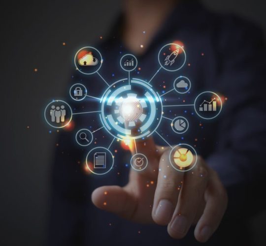 Digital transformation change management, internet of things. Automate operation, customer service management, cloud computing, smart industry, new technology bigdata and business process strategy